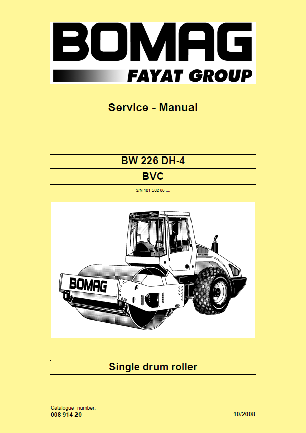 Official BOMAG BW226 DH-4 BVC DE Service Manual 00891419.J08 PDF
