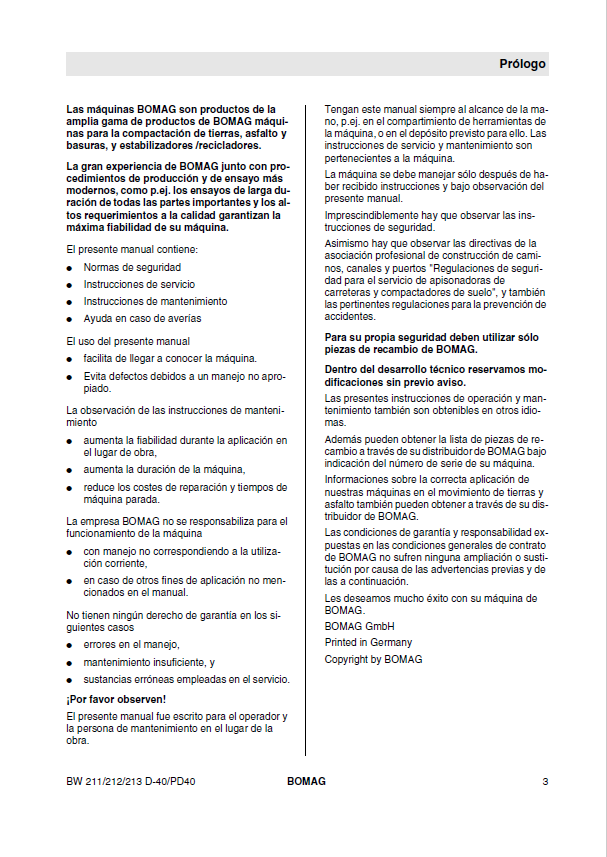 Official BOMAG BW 213 D-40_PD-40 Instruction Manual - 01/2012