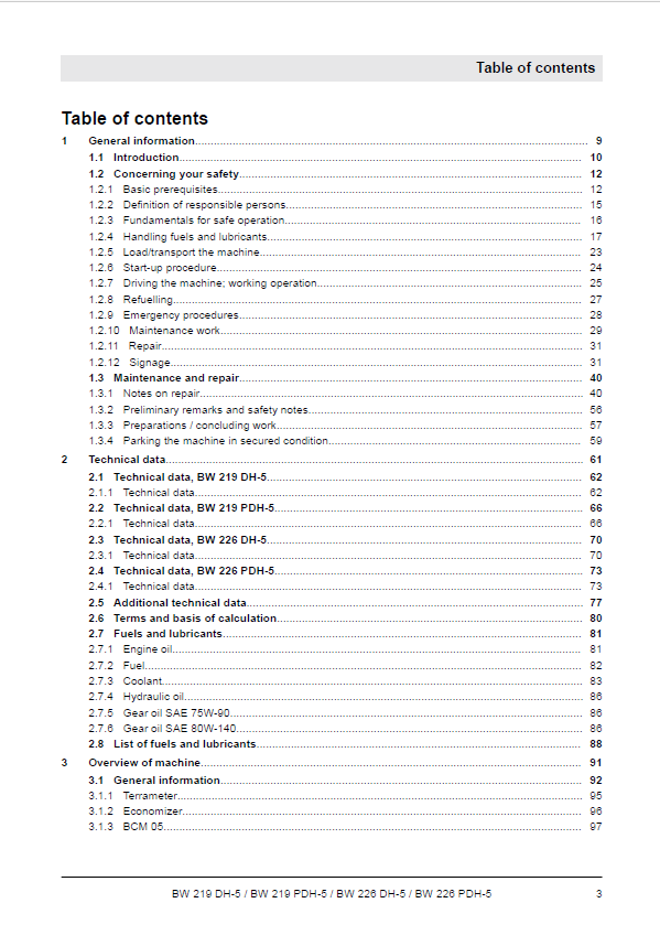 Official BOMAG BW 219PDH-5 Roller Workshop & Repair Manual PDF