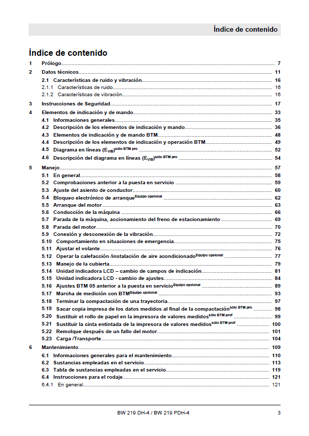 Official BOMAG BW 219 DH-4 Roller Operating & Service Guide (ES)