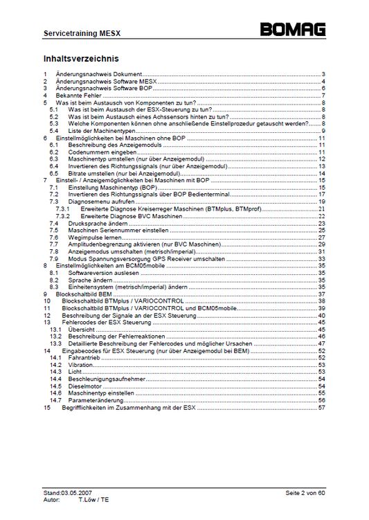 Official BOMAG MESX WZ_4_BVC-D Electrical Service & Training Guide