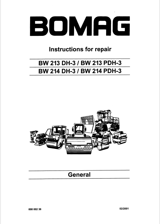 Official BOMAG Vibratory Roller BW 213 PDH-3 Repair Guide PDF