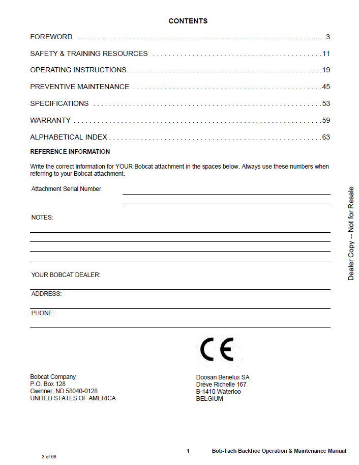 Official Bobcat Bob-Tach Backhoe Operation & Maintenance Guide
