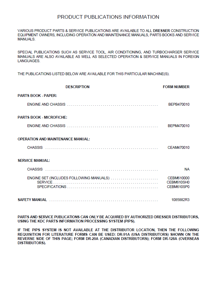 Official CEAD470010: Komatsu TD-7H Crawler Dozer Tractor Manual