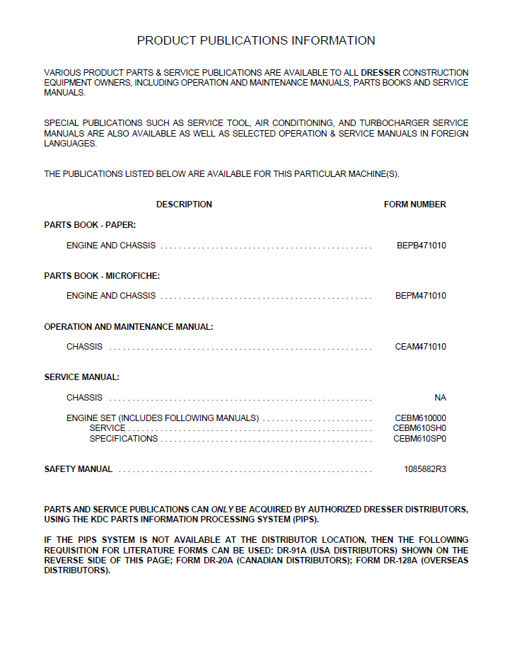 Official CEAD471010: Komatsu TD-8H Crawler Dozer Tractor Manual