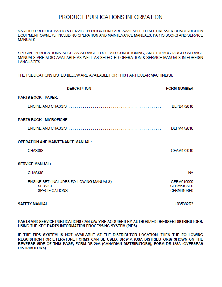 Official CEAD472010: Komatsu TD-9H Crawler Dozer Tractor Manual