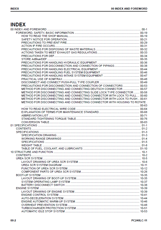 Official CEBM028602 Komatsu PC240LC-11 Repair & Service Manual