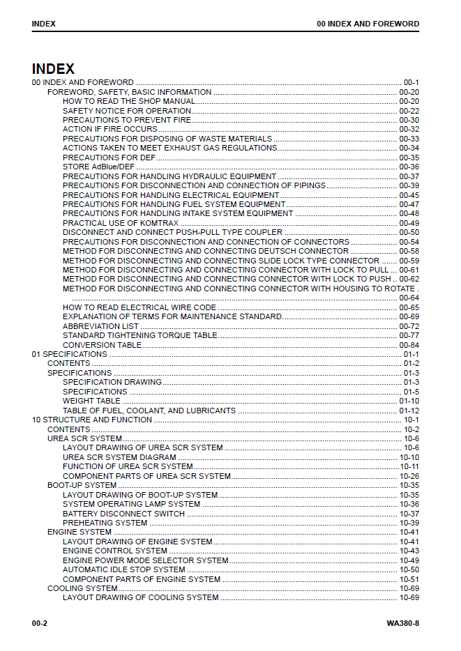 Official CEBM030400 Komatsu WA380-8 Repair & Service Manual
