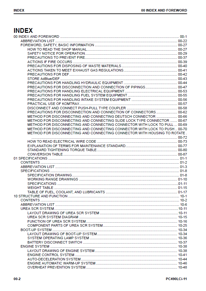 Official CEBM031500 Komatsu PC490LCi-11 Repair & Service Manual