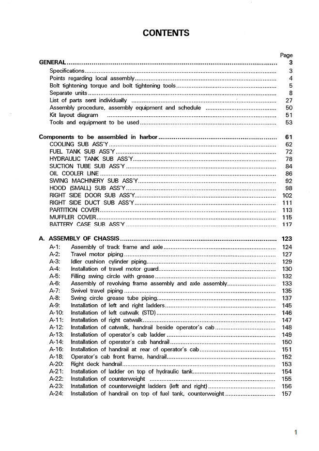 Official GEN00016-01 Field Assembly Manual for Komatsu PC1800-6 Excavator