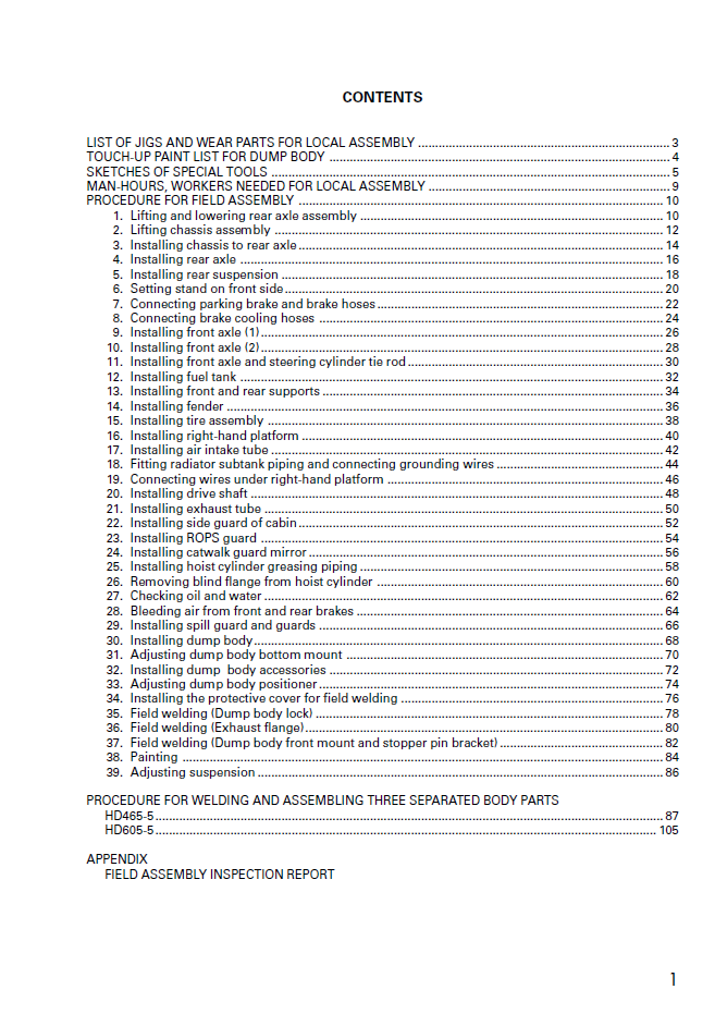 Official GEN00026-00: Komatsu HD465-5 and HD605-5 Off-Highway Dump Truck Setup and Installation Guide