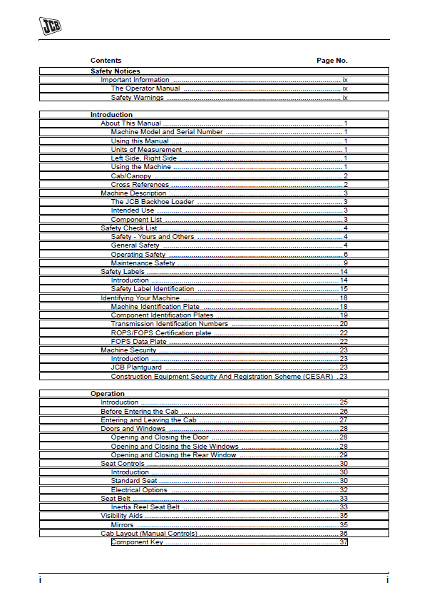 Official JCB 3CX & 4CX Backhoe Advanced Easy Control Operator PDF