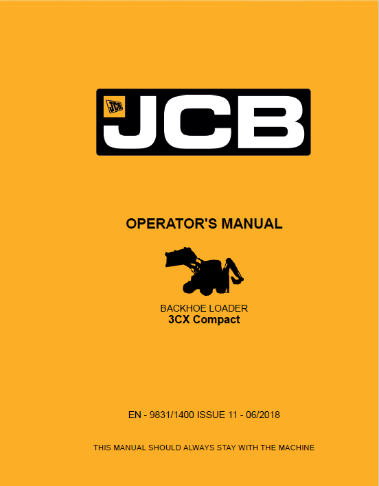 Official JCB 3CX Compact Backhoe Loader Operator Manual PDF
