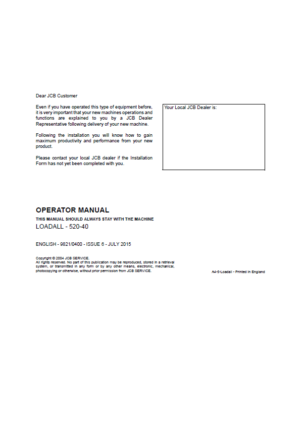Official JCB 520-40 Telehandler Operator Guide & Manual