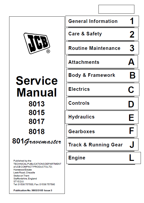 Official JCB 8013, 8015, 8017, 8018, 801 Service Manual PDF Download