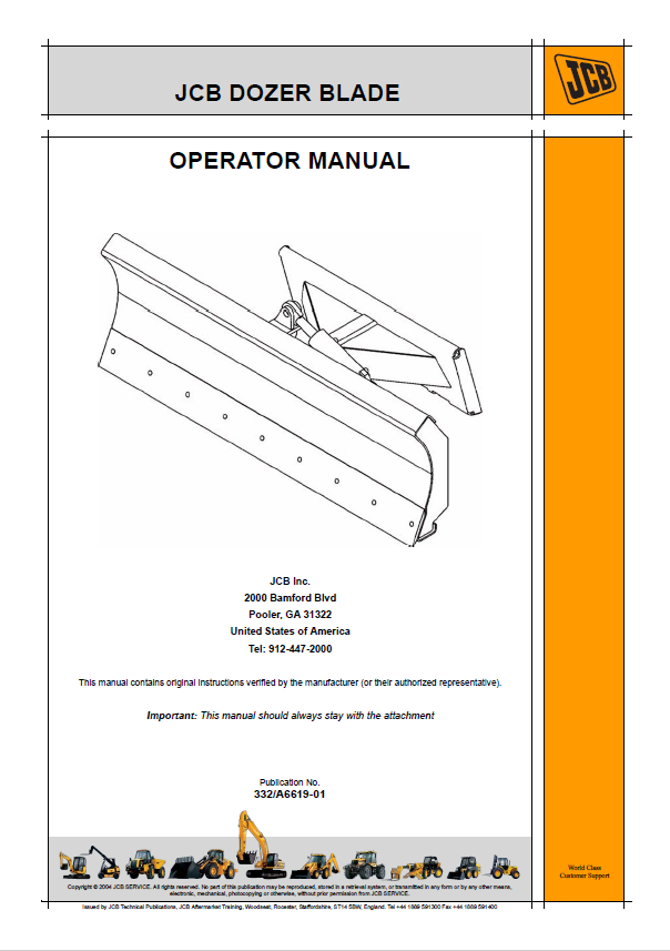 Official JCB Dozer Blade Operator Manual PDF Download