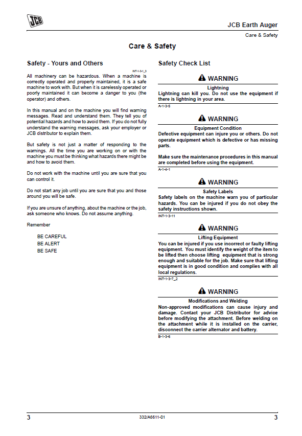 Official JCB Earth Auger Operator Manual & Safety PDF