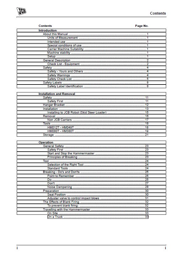 Official JCB HM Series Hydraulic Breaker User Guide