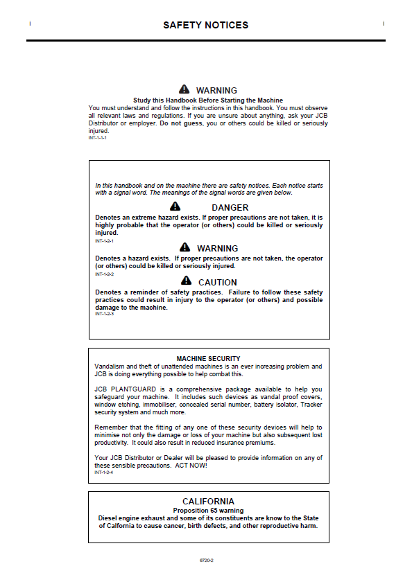 Official JCB JS70 Excavator Operator & Maintenance Manual