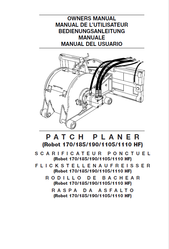 Official JCB Patch Planer Robot 170/185/190/1105/1110 HF Owner Manual PDF