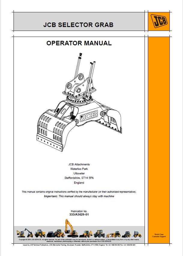 Official JCB Selector Grab Operator Manual PDF Download