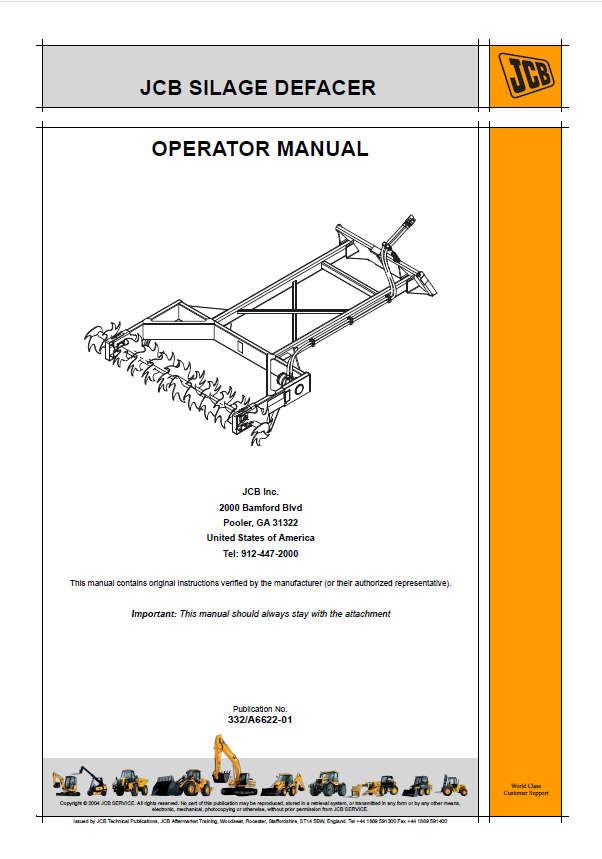 Official JCB Silage Defacer Operator Manual PDF