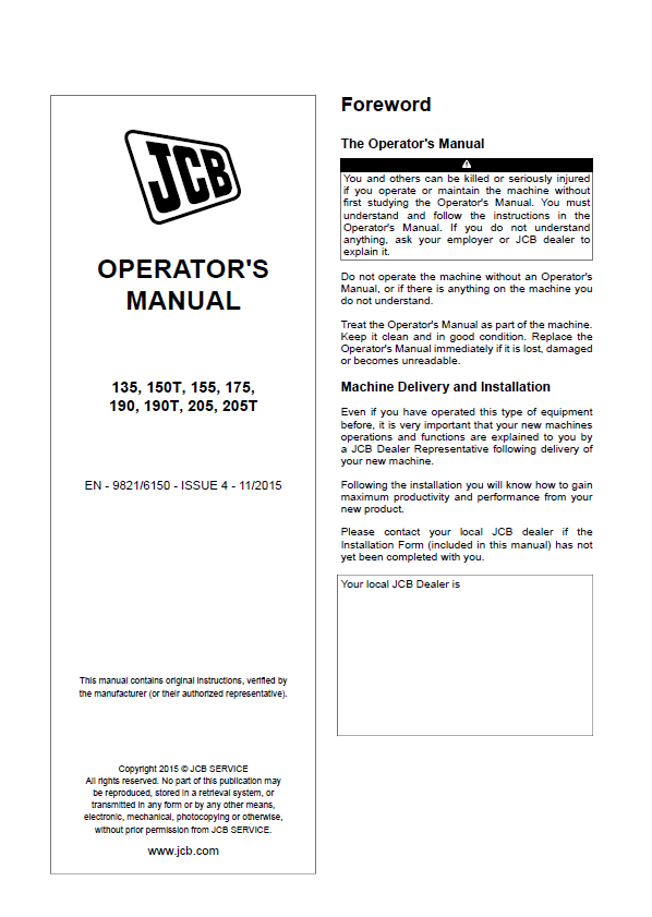 Official JCB Skid Steer & Tracked Loader Operator Manual PDF