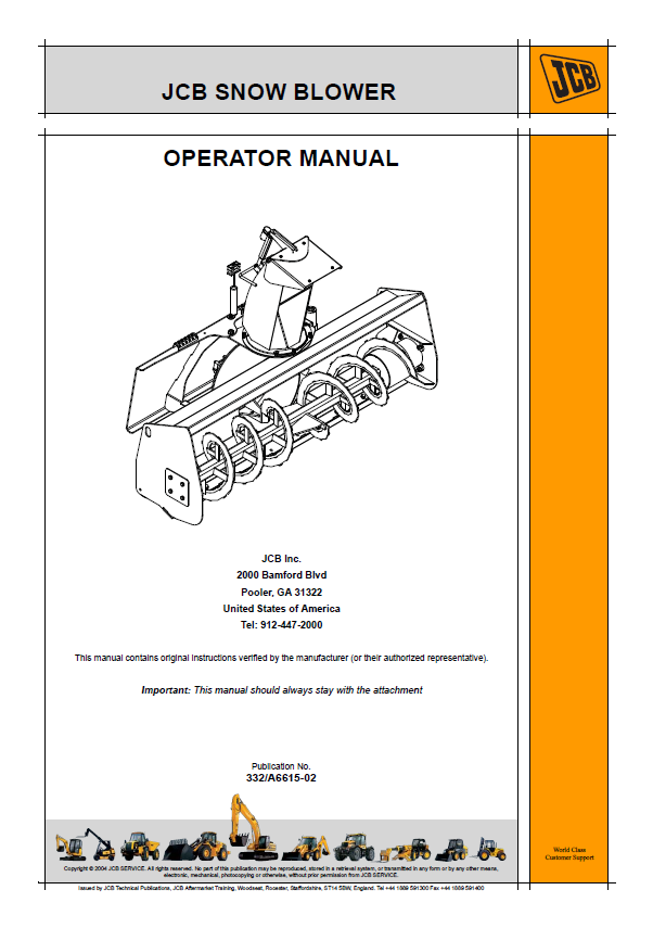 Official JCB Snow Blower Operator Manual PDF Download