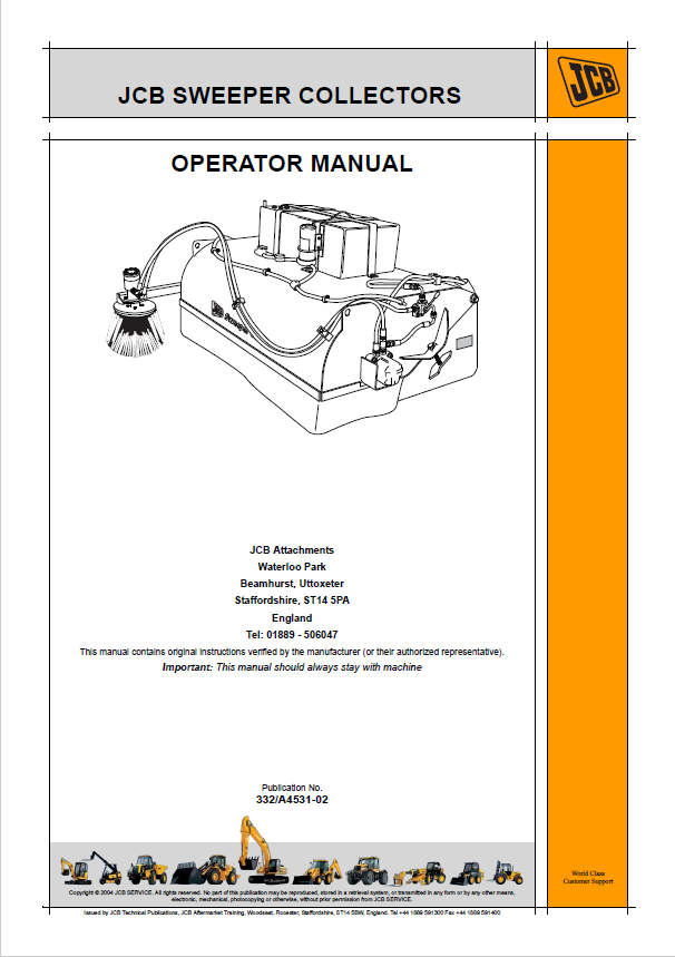 Official JCB Sweeper Collector Operator Manual PDF