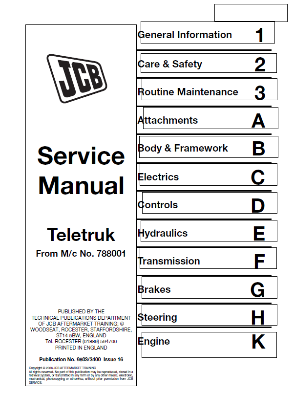 Official JCB Teletruk Service & Repair Manual PDF Download