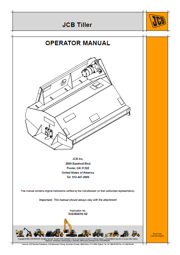 Official JCB Tiller Operator Manual PDF Download