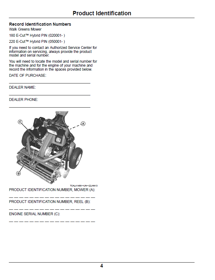 Official John Deere 180/220 E-Cut Greens Mower Operator Manual OMTCU37344