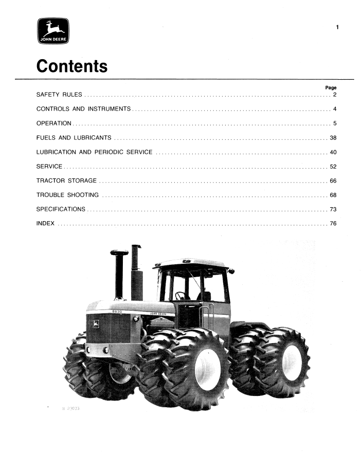 Official John Deere 8430/8630 Articulated Tractor Guide (OMR65222)