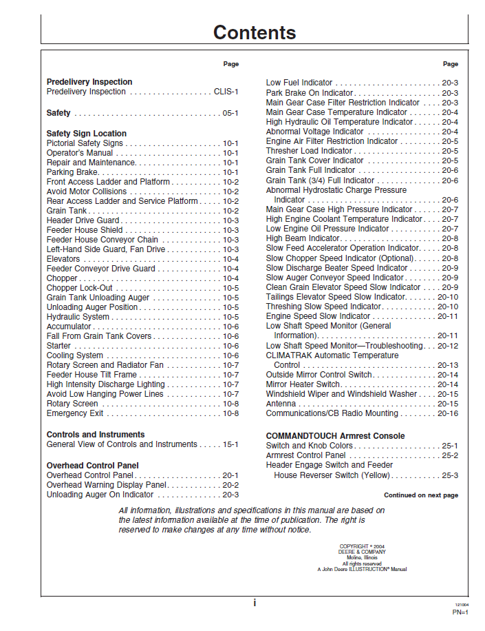 Official John Deere 9880i STS Combine OMH215859 Operator Guide