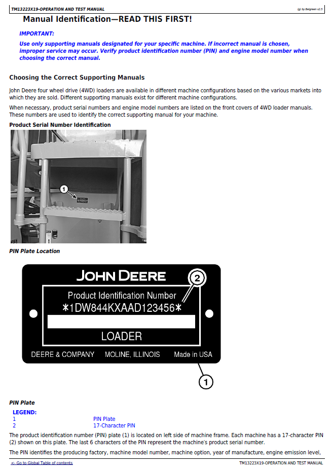 Official John Deere TM13223X19 Diagnostic & Test Service Manual for 844K II Loaders