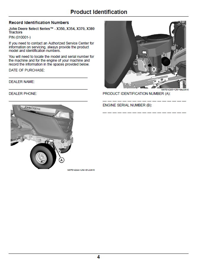 Official John Deere X350 Series Tractor Operator Guide (OMM174378)