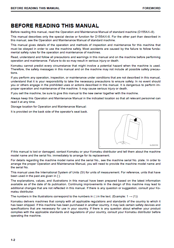 Official Komatsu D155AXi-8 Dozer Operator & Service Maintenance Manual PDF