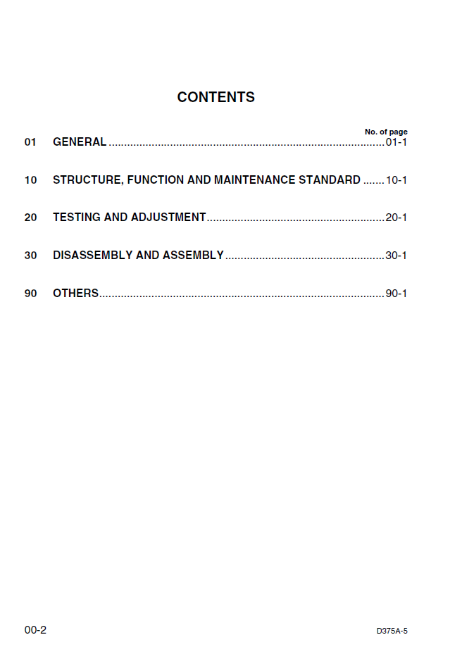 Official Komatsu D375A-5 Dozer Workshop Repair Manual | SEBD028900