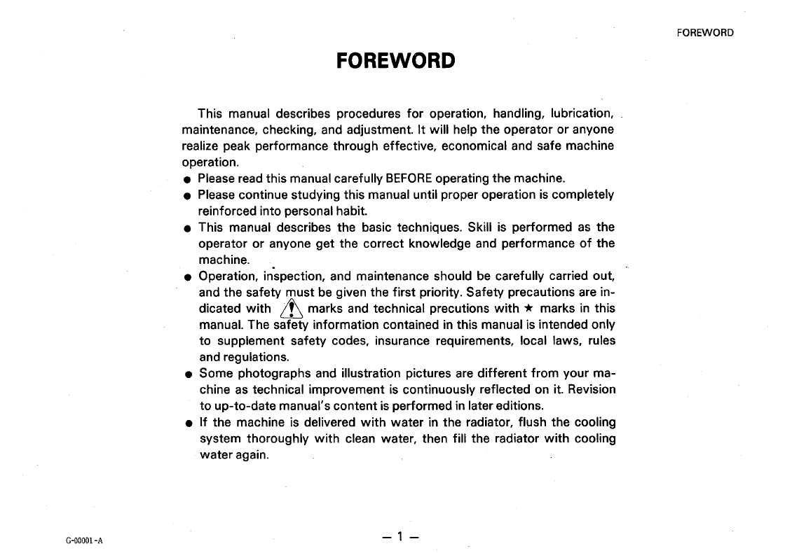 Official Komatsu GD625A-1 Motor Grader Operator Maintenance Manual (SEAMG6150101)