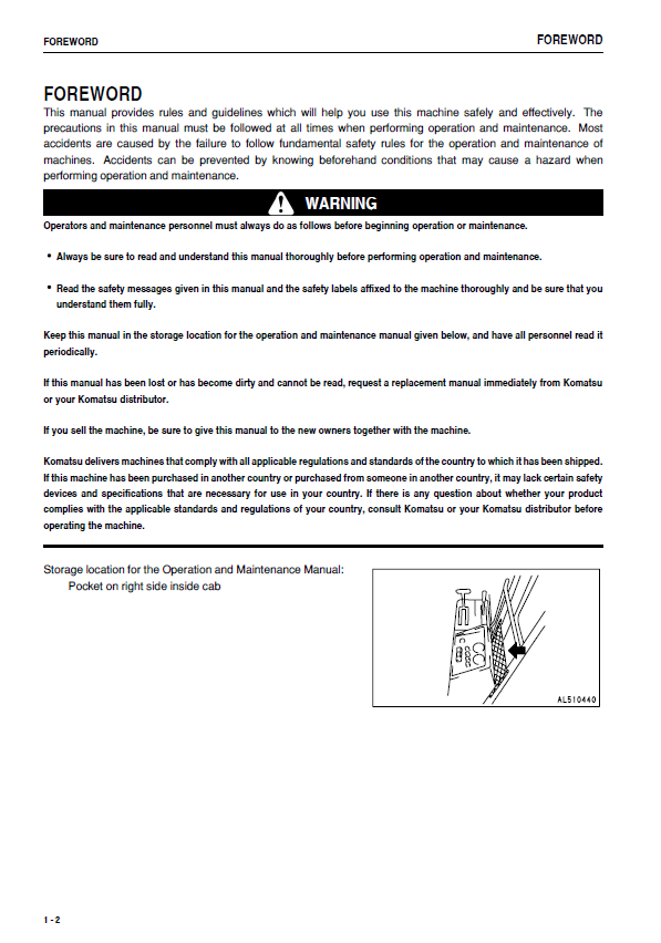 Official Komatsu GD825A-2 Grader Operator & Maintenance Guide PDF