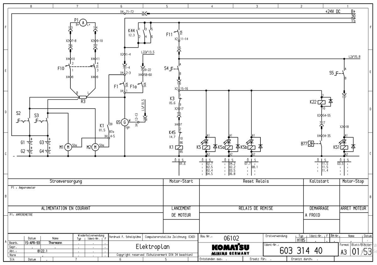 Official Komatsu H185S Mining Shovel Electrical & Hydraulic Diagrams H185S06108SM