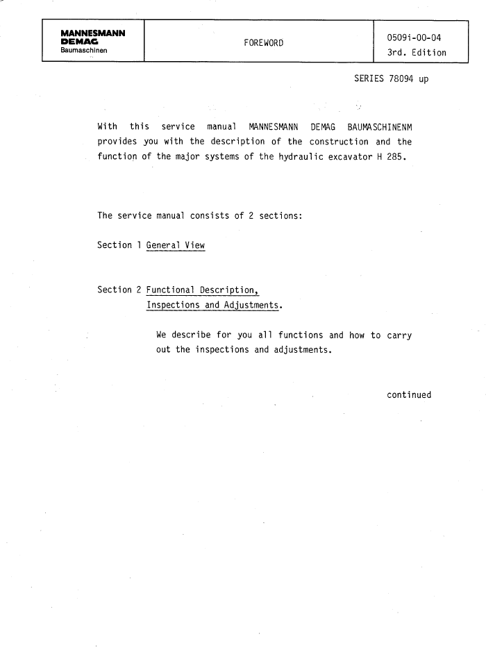 Official Komatsu H285S Hydraulic Shovel Service Repair Manual H285S78094SM