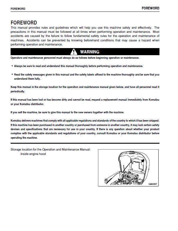 Official Komatsu PC09-1 Excavator Operator and Service Manual