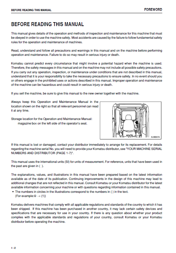 Official Komatsu PC1250-8 Excavator Maintenance and Operator Guide