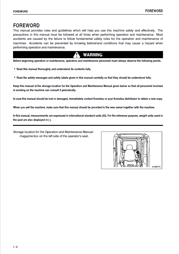 Official Komatsu PC1250-8 Hydraulic Excavator Maintenance & Operator Guide PDF