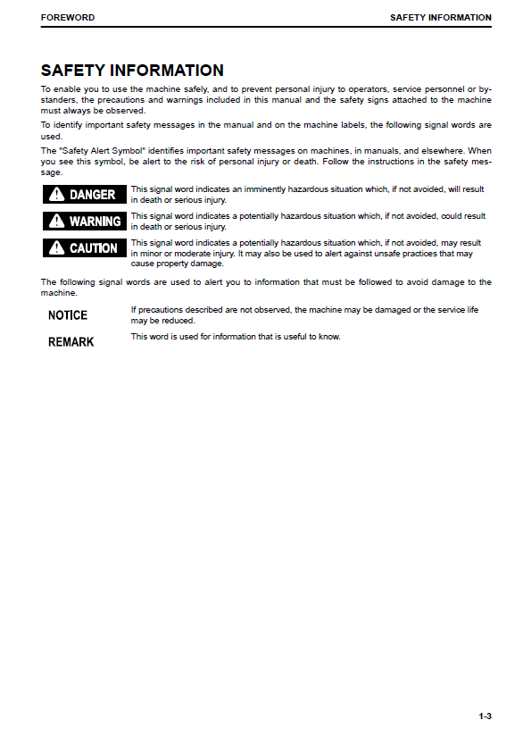Official Komatsu PC170LC-11 Excavator Operator Manual