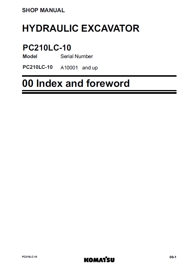 Official Komatsu PC210LC-10 Hydraulic Excavator Repair Manual CEBM026702