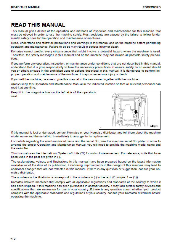 Official Komatsu PC290LC-11 Excavator Maintenance & Operator Manual
