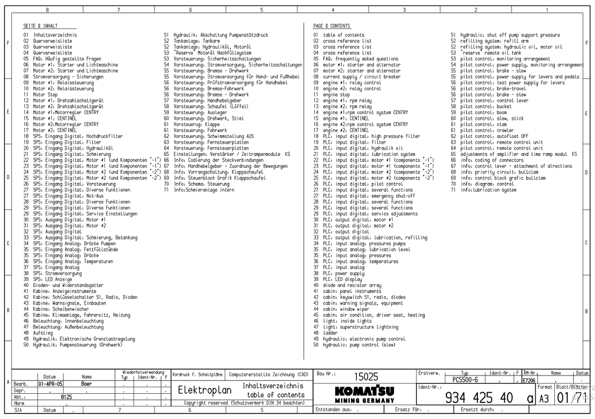 Official Komatsu PC5500-6 Mining Shovel Electrical & Hydraulic Diagrams PC5500615025SM