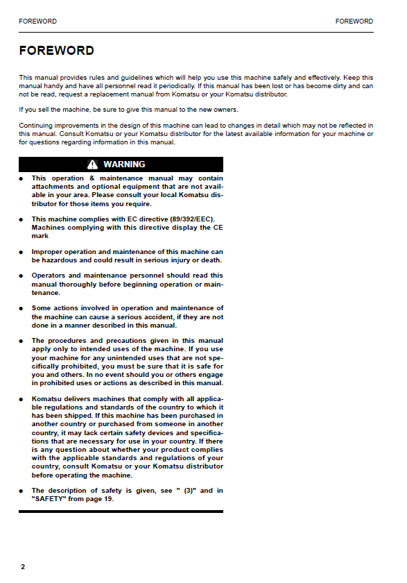 Official Komatsu PW200-7KA, PW220-7KA Operator's & Maintenance Guide